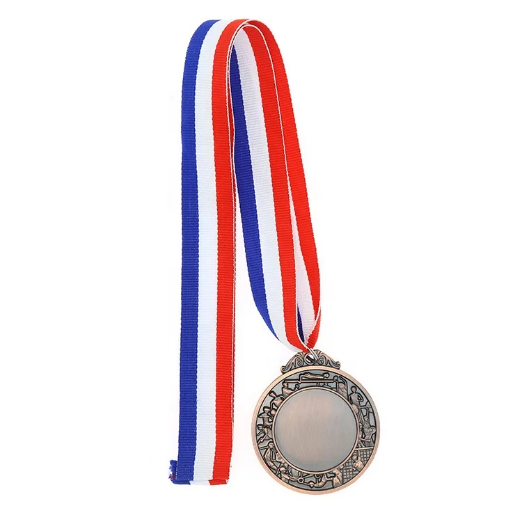 Design your own custom Metal Crafts production zinc alloy blank gold award metal sport medal with ribbon
