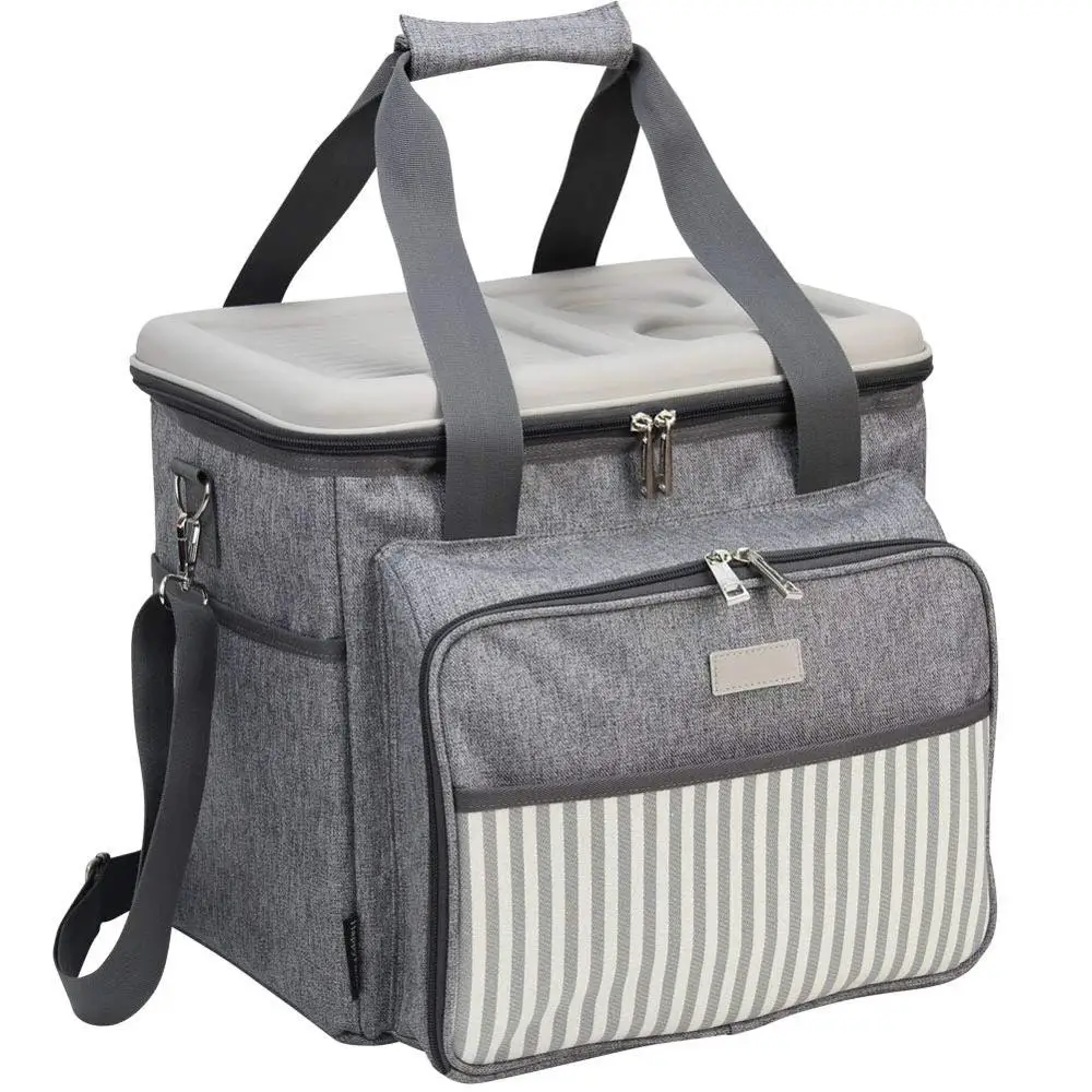 
Insulated Cooler Tote Bag for Picnic with 4 Tableware Set Formed Lid as Picnic Table Outfit - Hard EVA 4 Persons PG0427-03 ODM 