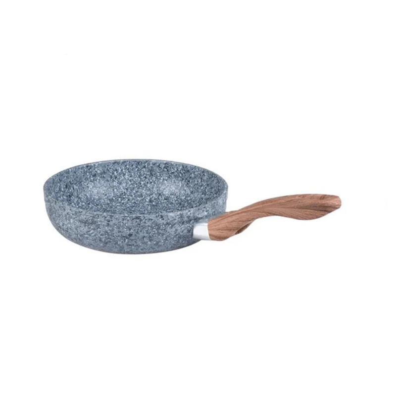 Forged nonstick stone marble coating fry pan 3 sets with wooden handle