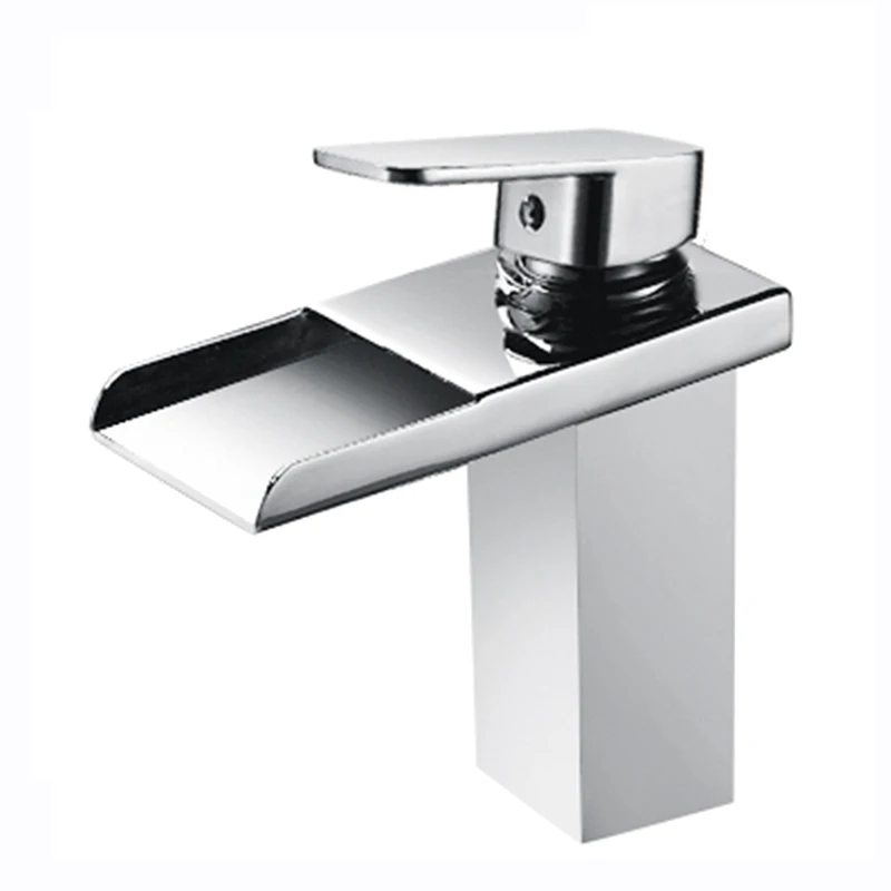 Hot and cold water mixer bathroom sink waterfall taps