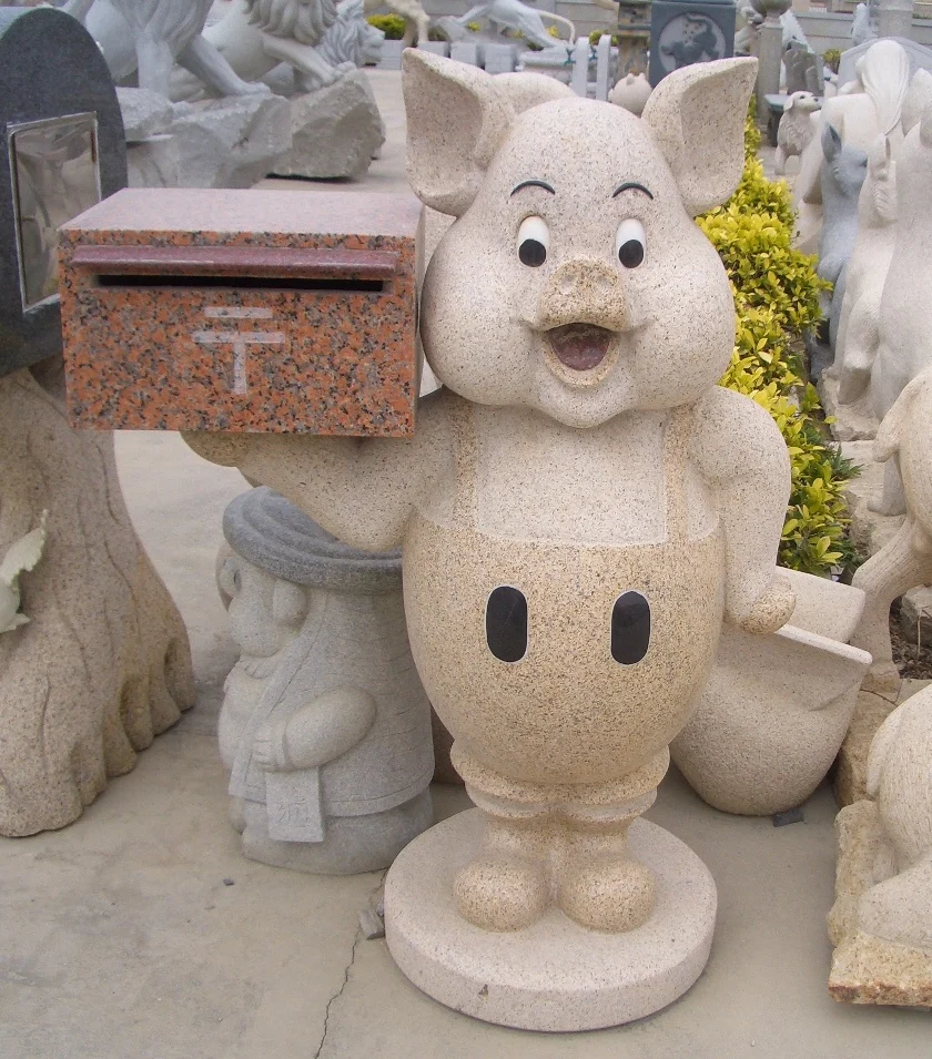 Изобразительное мастерство сад украшения гранит свинья почтовый ящик скульптура