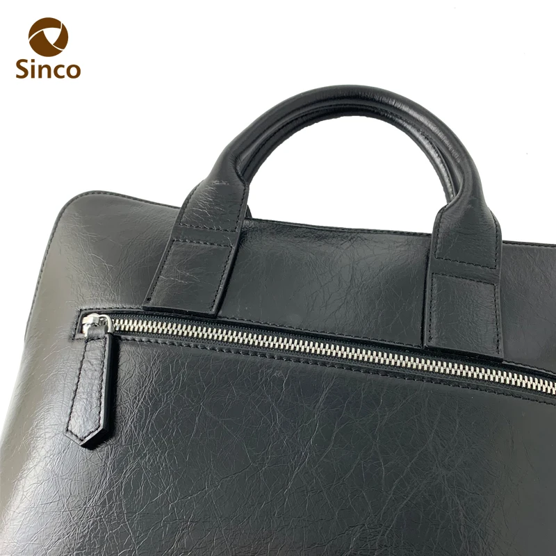 OEM&ODM manufacturer YKK metal zipper vintage laptop bag full grain leather briefcase