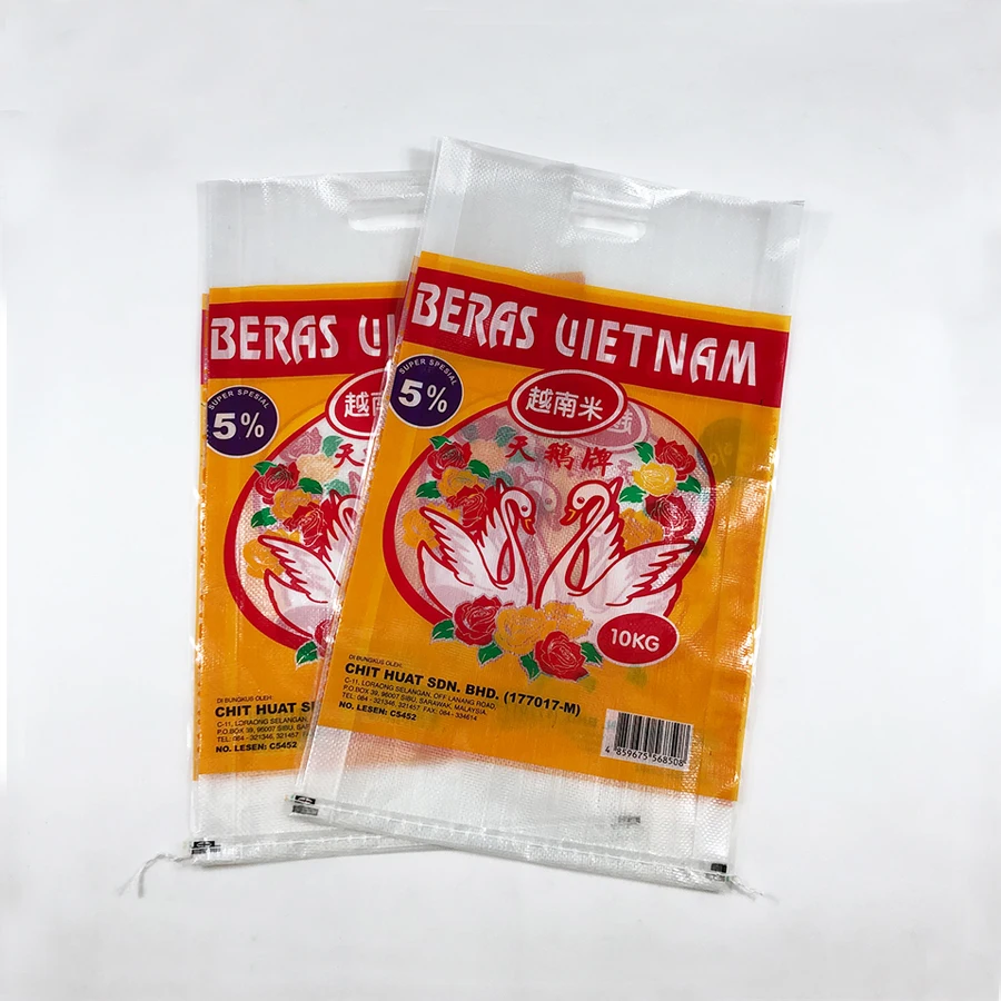 
MINCHENG big factory sale high quality plastic bags color printing bopp laminated 10kg printed pp woven rice sack 