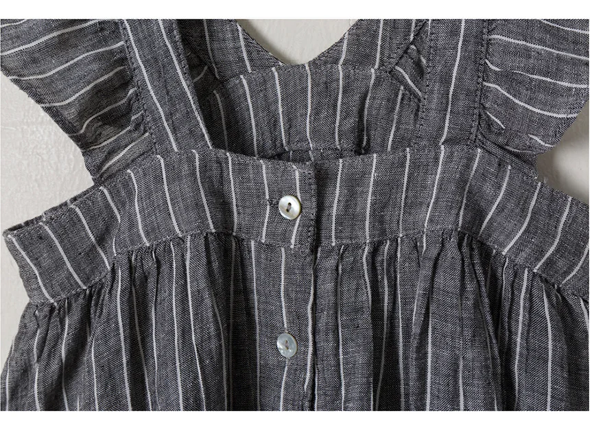 cotton linen ruffles korean kids clothes big children dresses girls new 2019 summer baby girls Teens dress stripe party frocks