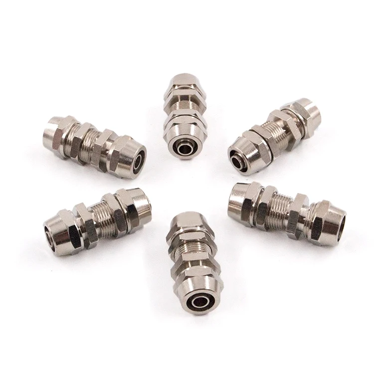 4mm 10mm pneumatic metal bulkhead union rapid fittings tube connector
