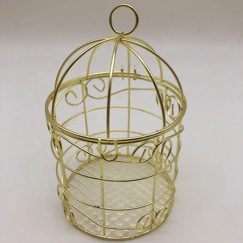 Ywbeyond Gold Wedding Favor Box Romantic Wrought Iron Birdcage Tin Candy Box for Indian Wedding Parties and Events