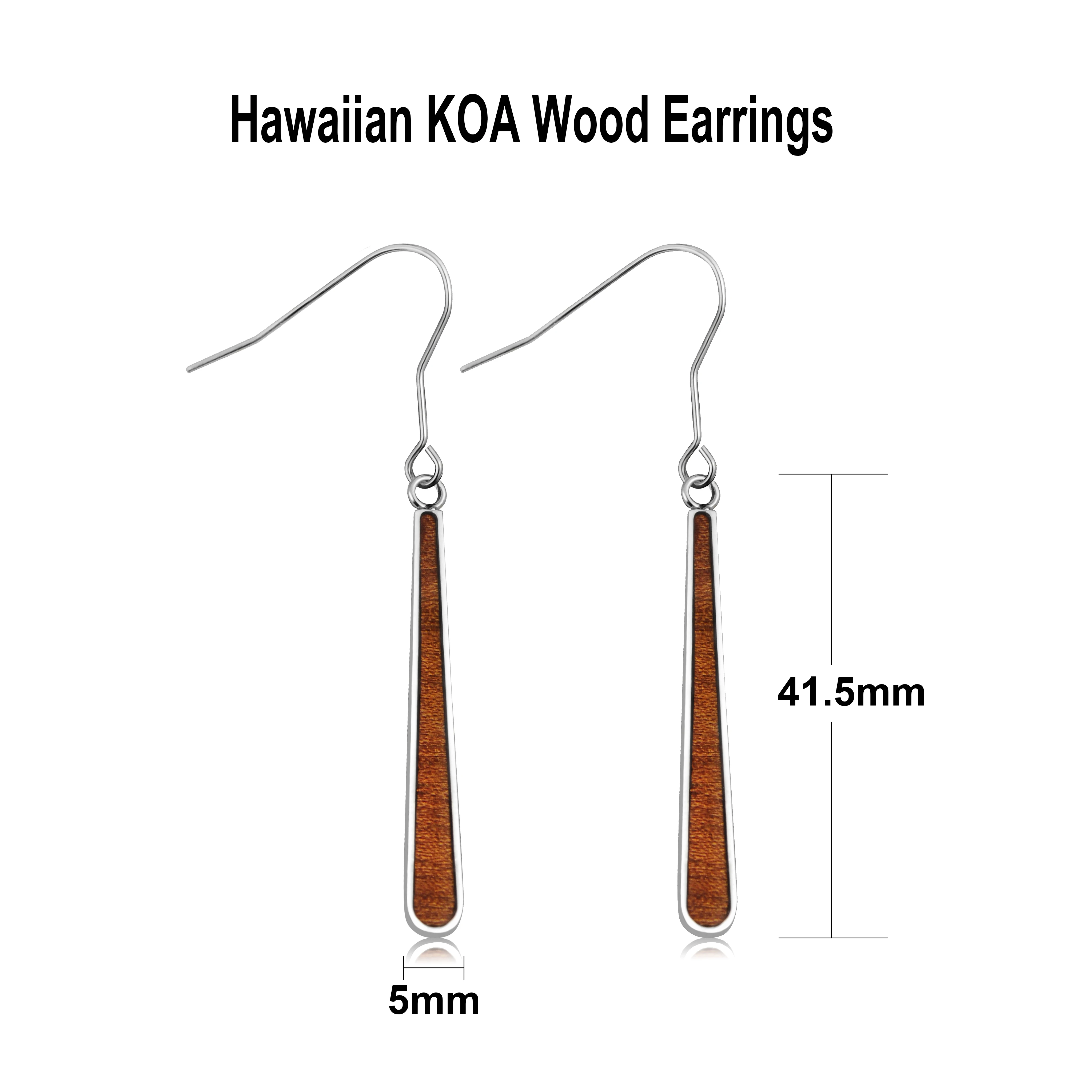 Hawaiian KOA Wood Earrings Women Jewelry Wire Hook Stainless Steel Earrings