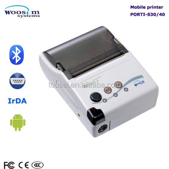 Android Мини Мобильный тепловые 58 мм чековый принтер с IrDA, Bluetooth, RS-232 или TTL интерфейс woosim PORTI-S30/40