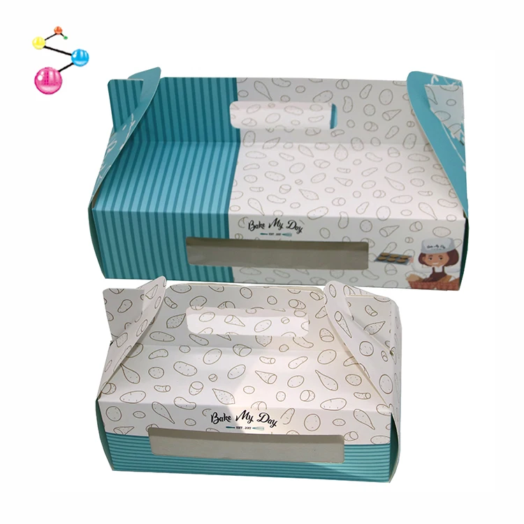 Sample Available Paper Bakery Sweet Candy Macaron Cookie Custom Cake Take Away Food Packaging Boxes With Window