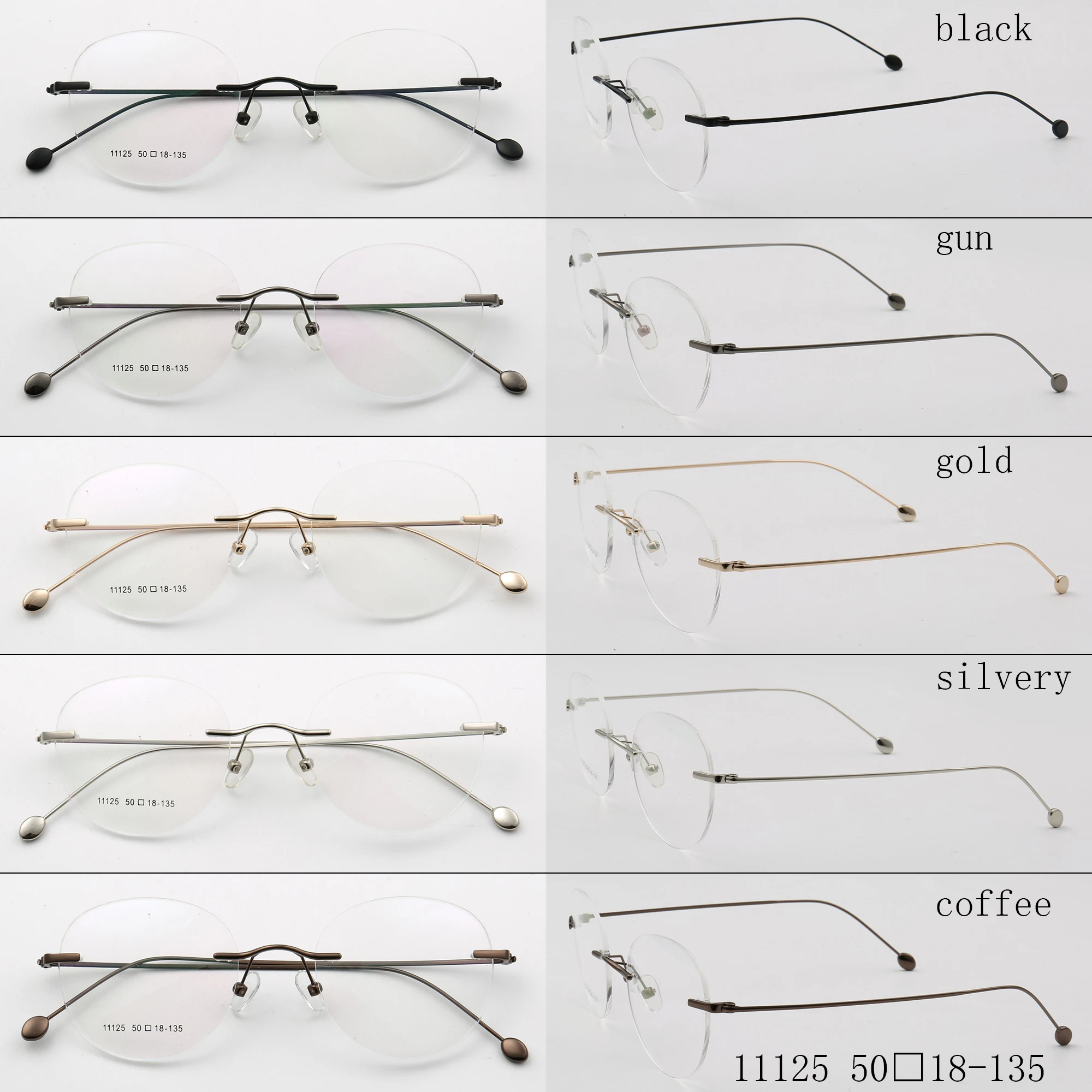 2019 new design  Wholesale  Rimless eyewear stainless steel Optical Frames 11125