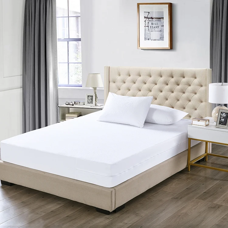 
2019 New Design Terry Knitted Bed Protection Pad Cover mattress protector zipper mattress waterproof protector 