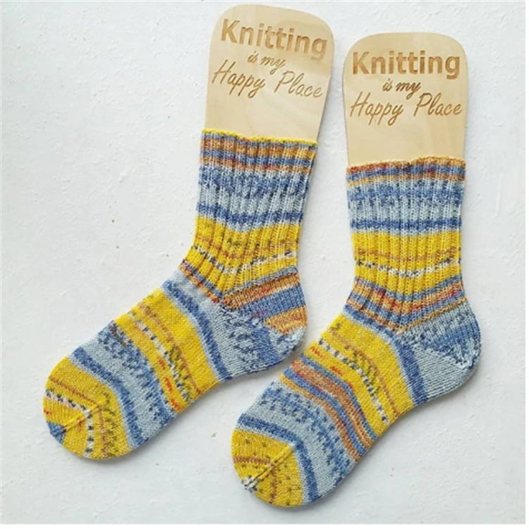 Customize Laser cut Wooden Geometric Lattice Sock Blocker for Womens Hand Knit Socks