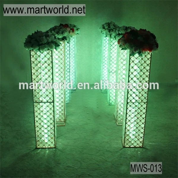 Hot Latest crystal wedding decoration pillar with changeable LED light for wedding stage decoration(MWS-013)