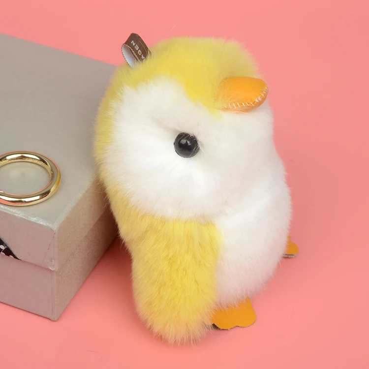 Top Quality Rex Rabbit Fur Penguin Keychain For Bag Pendant Keychain