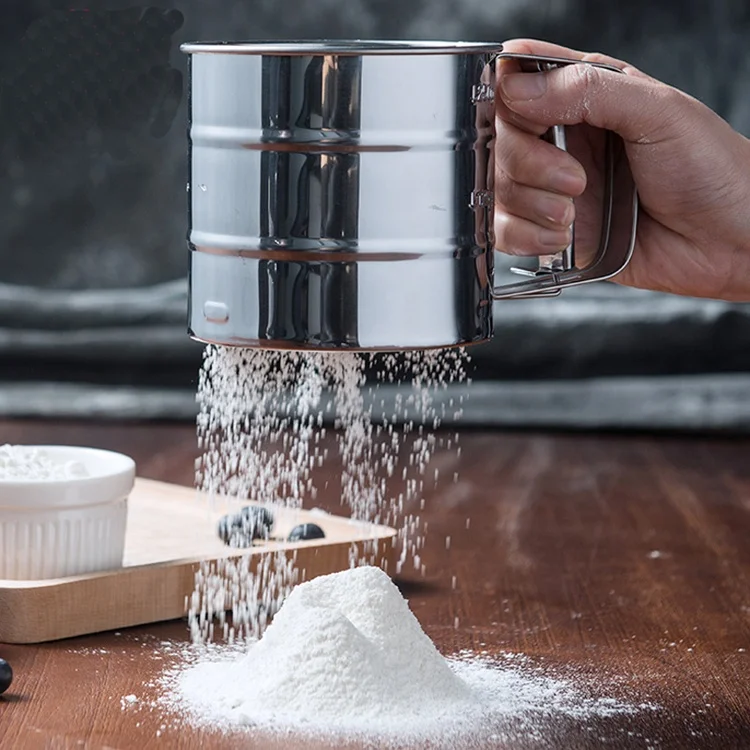 
Stainless Steel Manual Trigger Flour Sifter Baking Tools Fine Mesh Flour Sieve 