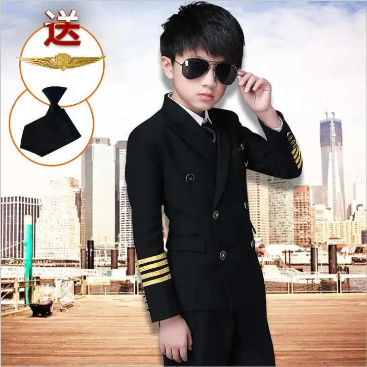 Hot selling kids boy airline pilot uniform dress suit for kids