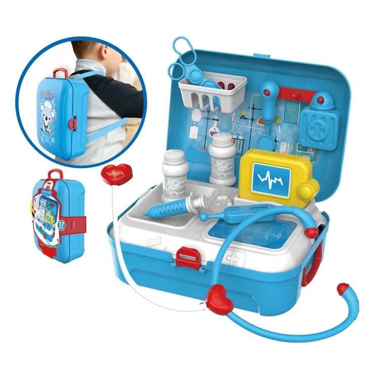 Best selling toys 17 pcs play preschool toy backpack pretend doctor kit for kids