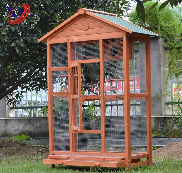 Antique Outdoor Wooden Bird Cage Canary Large With Run AV067