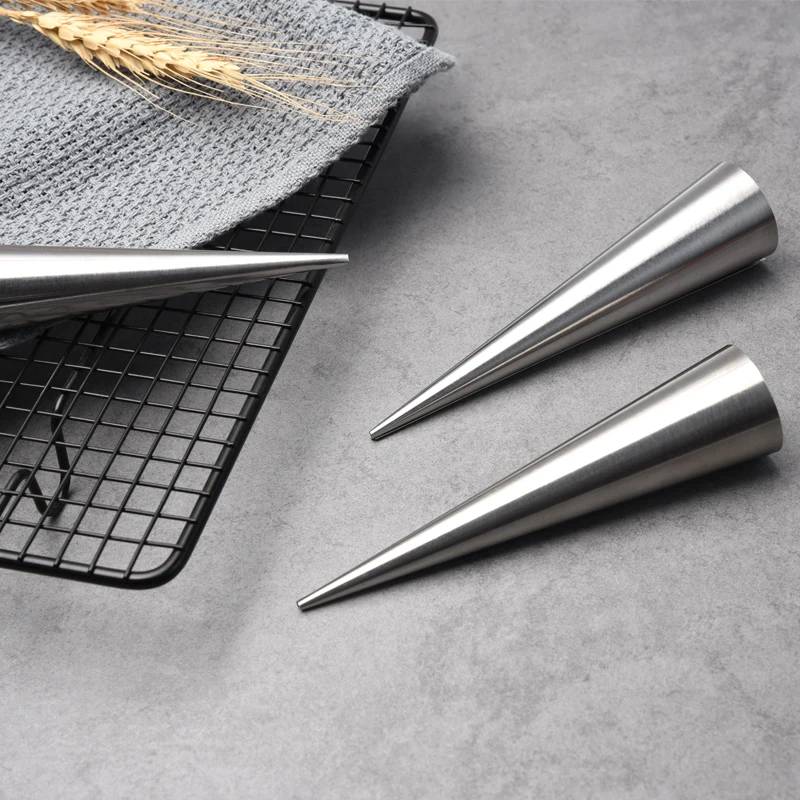 Stainless Steel Non-stick Cone Cream Horn Form for DIY Baking Croissant Cone Pastry Roll molds