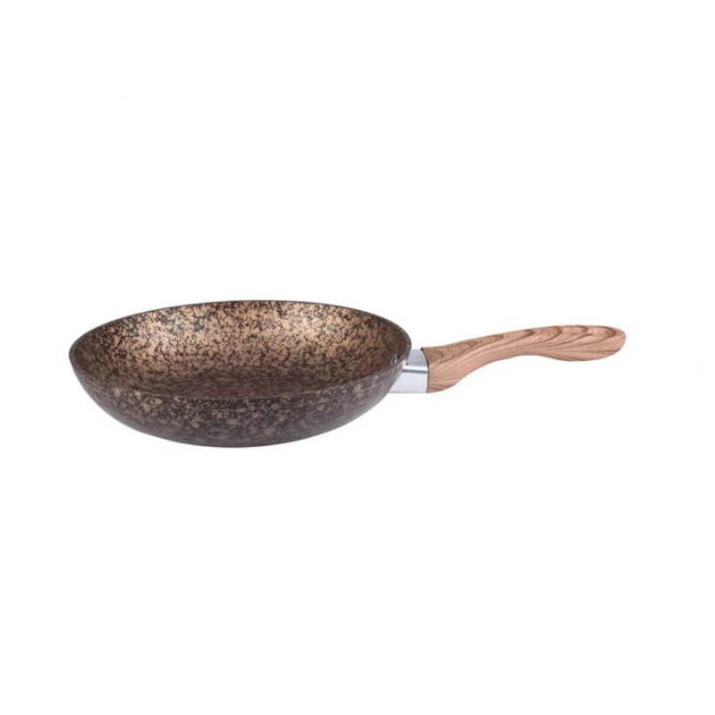 Forged nonstick stone marble coating fry pan 3 sets with wooden handle