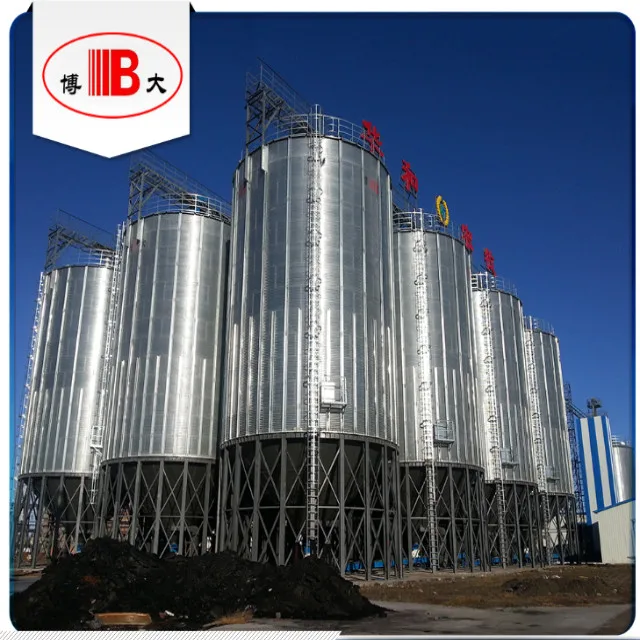 Fiji cone bottom wheat storage steel silo with steel structure for Flour mill