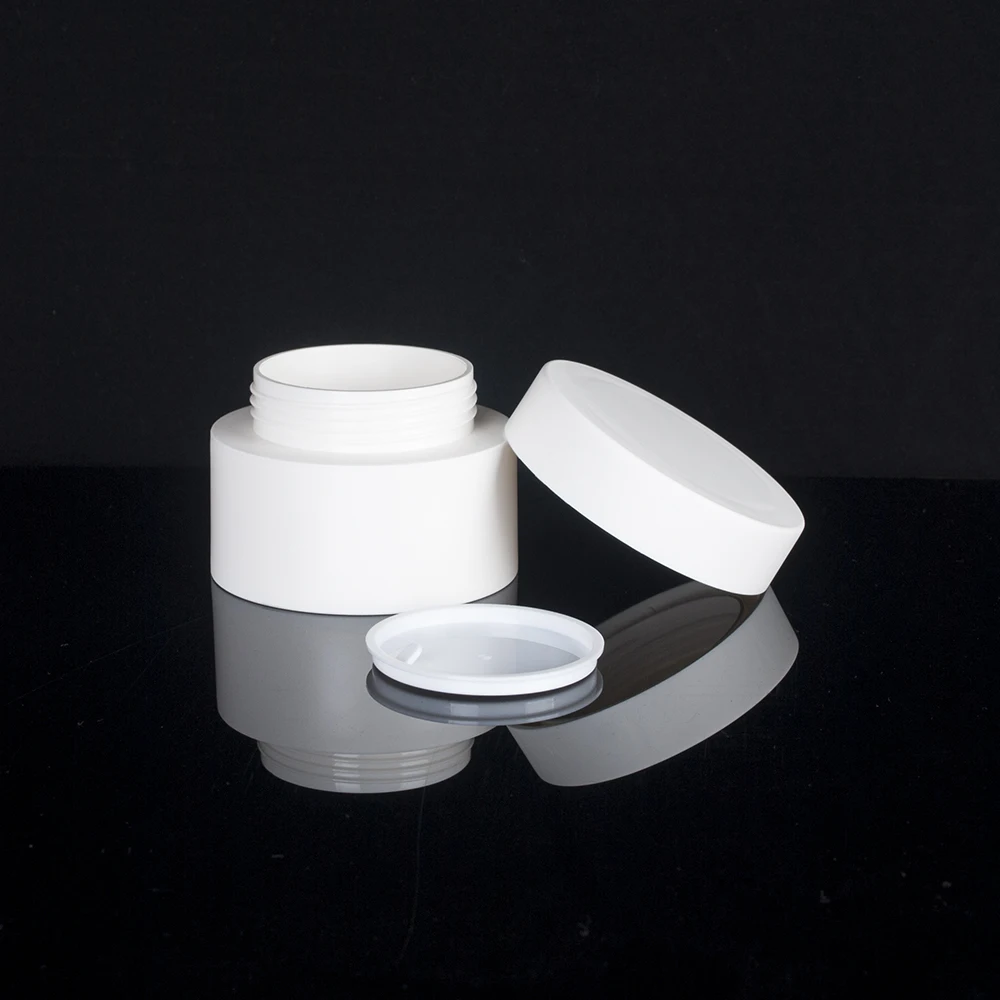 Empty plastic pp jar 50g face cream lotion matte solid white mason jar lids plastic