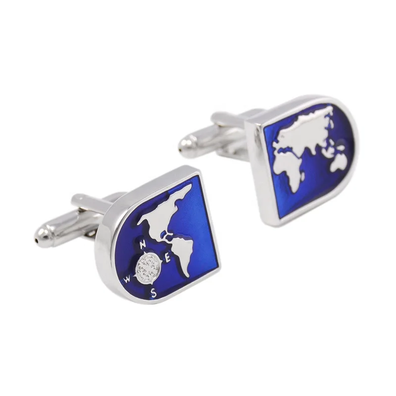 Novelty Mens Shirt Cufflinks High quality Blue Enamel Cuff links Brand Male Cuffs Accessories