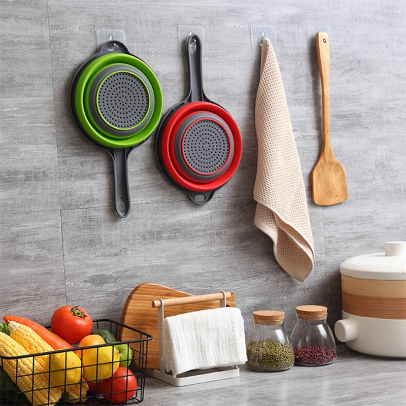 Kitchen Foldable Silicone Strainers,Collapsible Colanders with Handles,Space-Saver Folding Strainers Colander