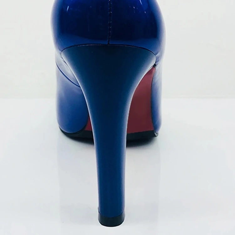 Round Toe Ladies Footwear Pumps Block High Heels 2021 Patent Leather Shoes Women Work Shoes