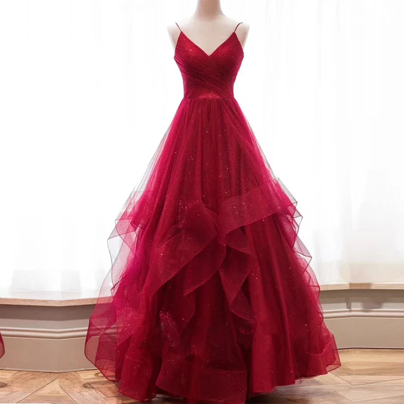 Elegant design women off shoulder party dress red heavy lace new long party evening dresses