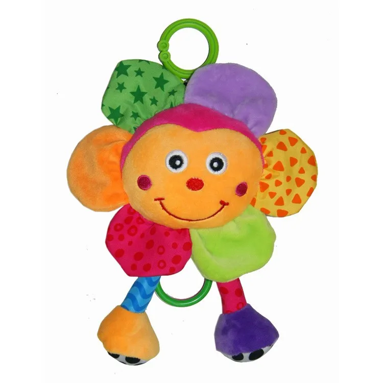 baby soft musical hanging toys beautiful cartoon plush sun flower with smile face