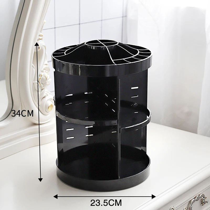 
Factory 360 Rotating high-quality Round 3 tier Clear Transparent Acrylic Cosmetic Storage Box Makeup Organizer 