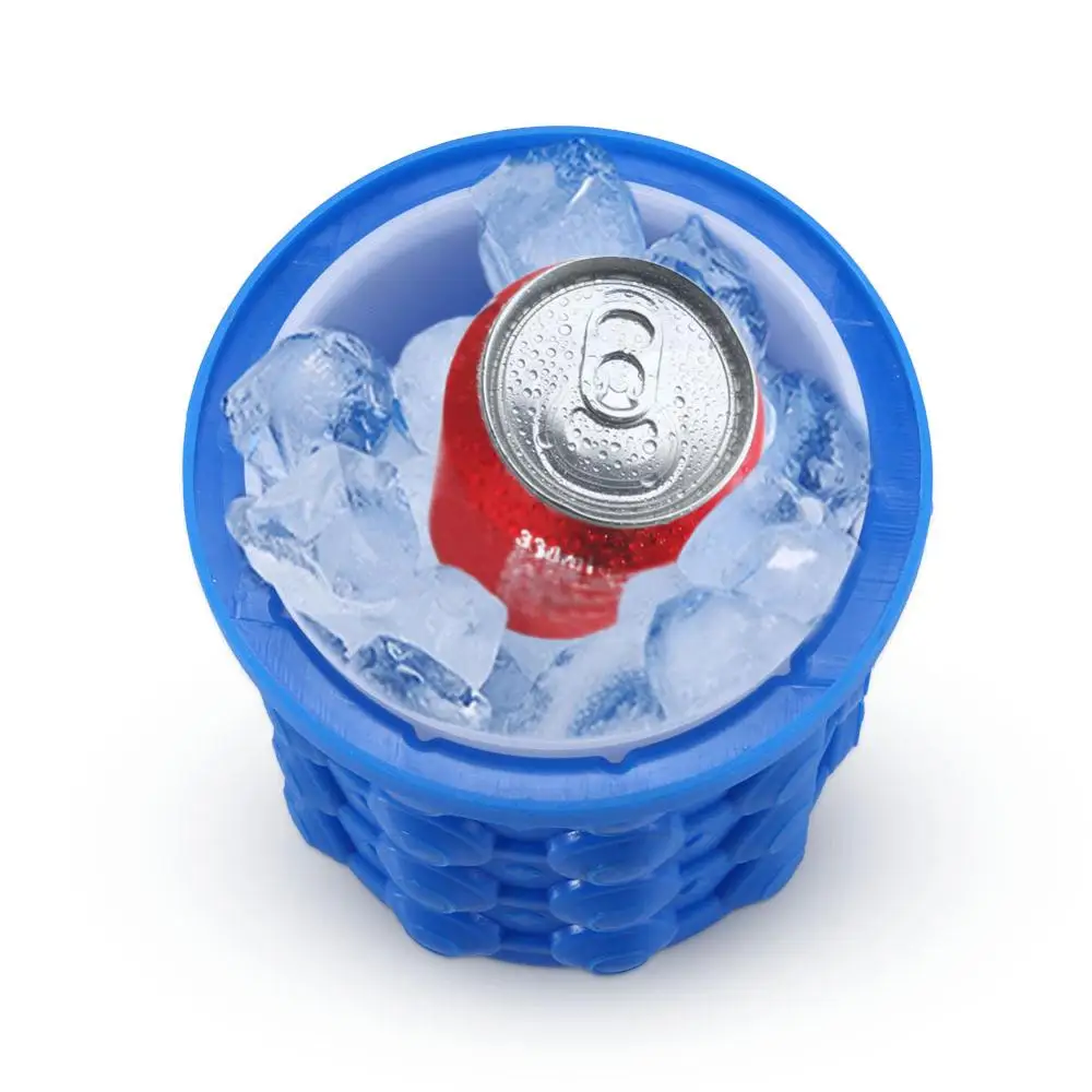 2019 Hot Selling Silicone Ice Bucket, 2 in 1 Space Saving Ice Cube Maker, Portable Silicon Rubber Ice Bucket with lid