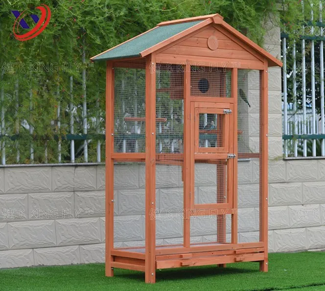 Antique Outdoor Wooden Bird Cage Canary Large With Run AV067