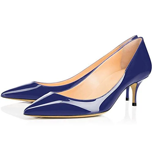 2022 Wholesale Latest Big Size Low Heels Pointed Toe Patent Leather Women Shoes