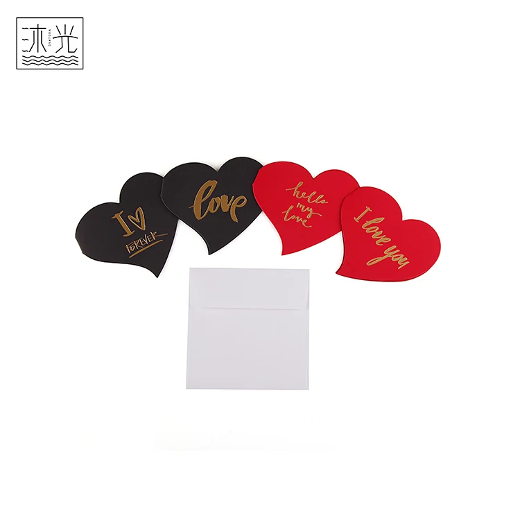 
New Types Small Size Gold Foil Valentines Day Gift Love Heart Greeting Cards 