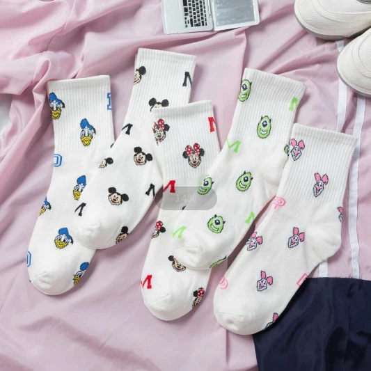 
up-grade spring wholesale fashion cartoon cute Good Quality cotton girl tube socks 