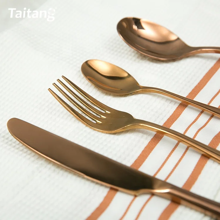 flatware rose wedding rose gold cutlery spoon knife fork stainless steel tableware set