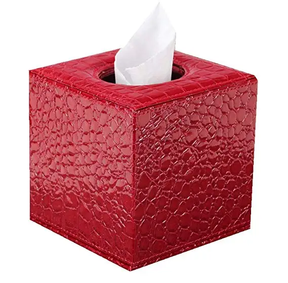 red crocodile leather tissue box/ luxury hotel use tissue holder