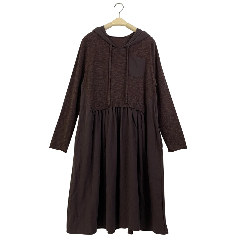 New product fashion two piece set clothing oversized cotton linen apricot thin sweater dress for pullover women