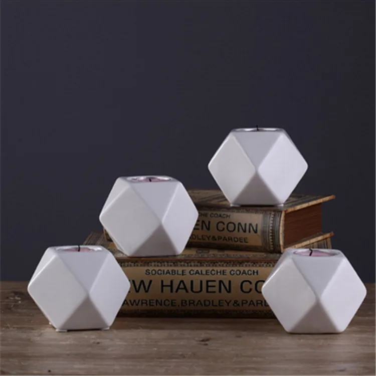 Геометрический дизайн, Подарочная поделка, оптовая продажа, Матовые Белые керамические уникальные пустые банки для свечей