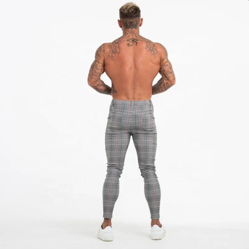 
2020 Super Comfy Stretchy White Side Stripe Check Pants Slim Fit Chinos Trousers Men 