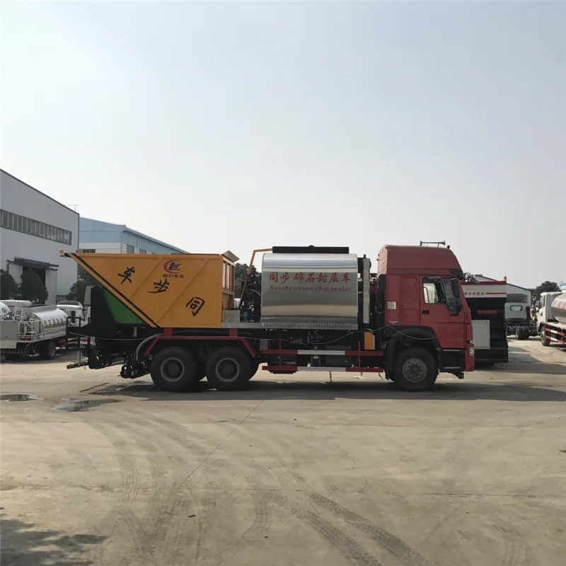 6x4 Sinotruck Synchronous Asphalt Chip Seal Sealer Sealing Truck including 8000 liters asphalt and 12000 grave tank