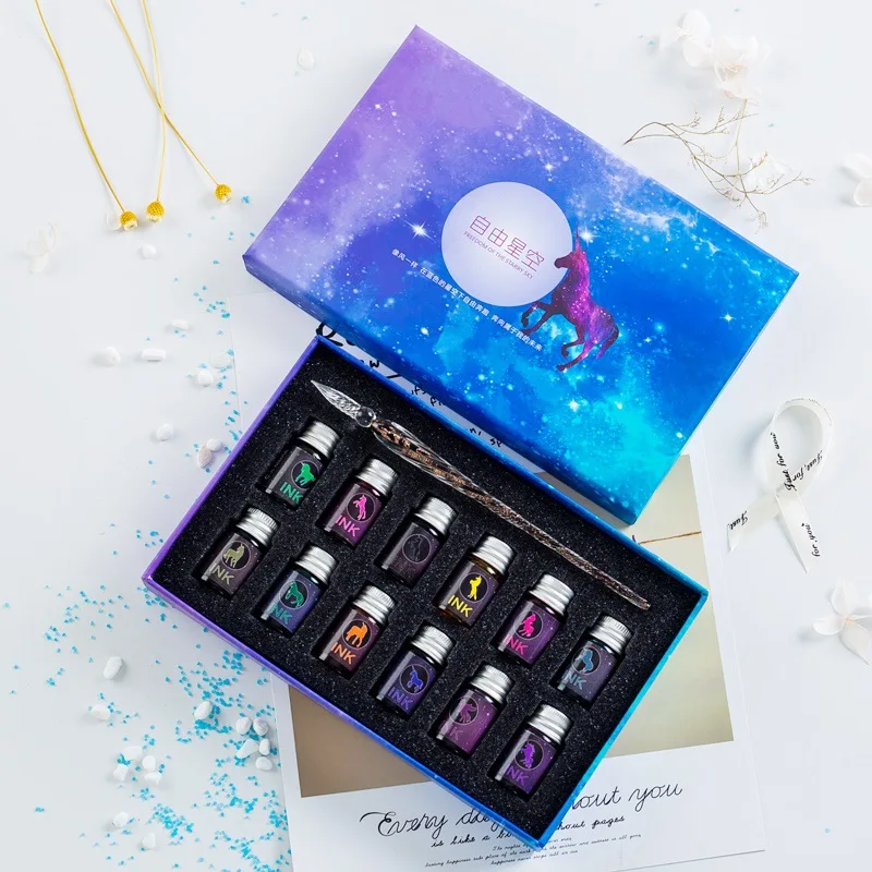 Promotional Smooth Writing Gift Crystal Glass Colourful ink Pen