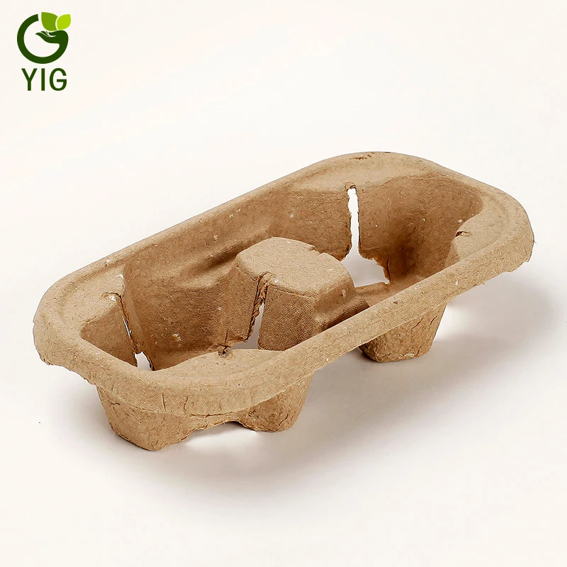 
Biodegradable Molded Pulp Eco Friendly Paper Coffee Tray 
