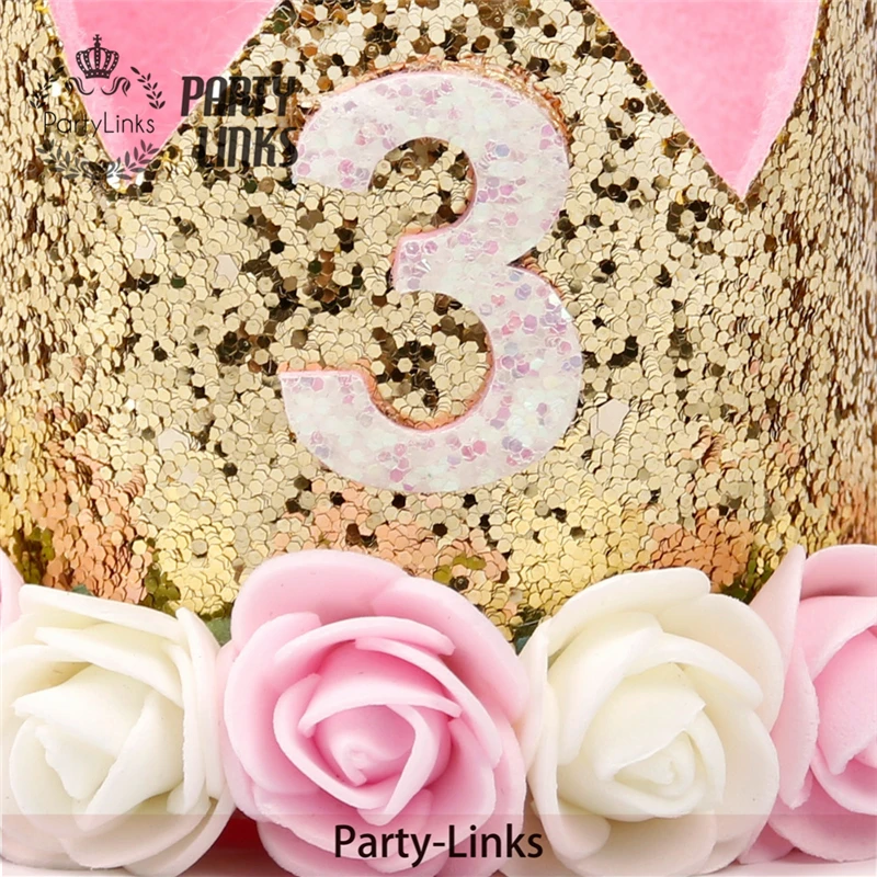 Happy First Birthday Party Hats Decor Cap One Birthday Hat Princess Crown 1st 2nd 3th Year Old Number Baby Kids Hair Accessory