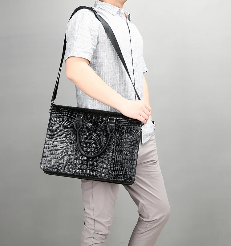 Новинка 2019, мужская сумка с крокодиловым узором, Модный повседневный вместительный деловой портфель на одно плечо, сумка из искусственной кожи