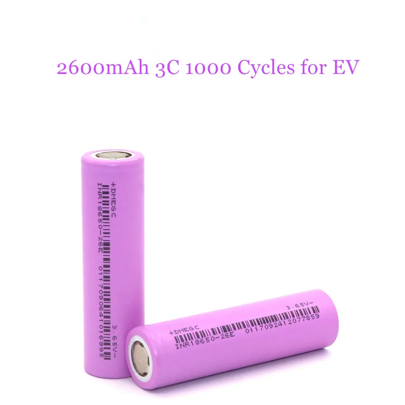 
Car Use INR18650 26EA 2600mAh 3C 1500 Cycles 3.6V EV 18650 Lithium Battery 
