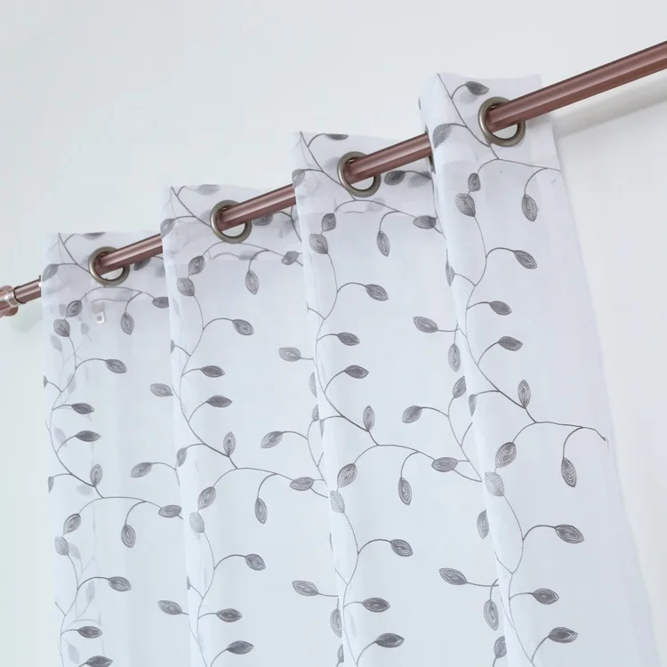 hot sale Fancy curtains with Delicate flower embroidery fabric curtain factory for ready made curtain