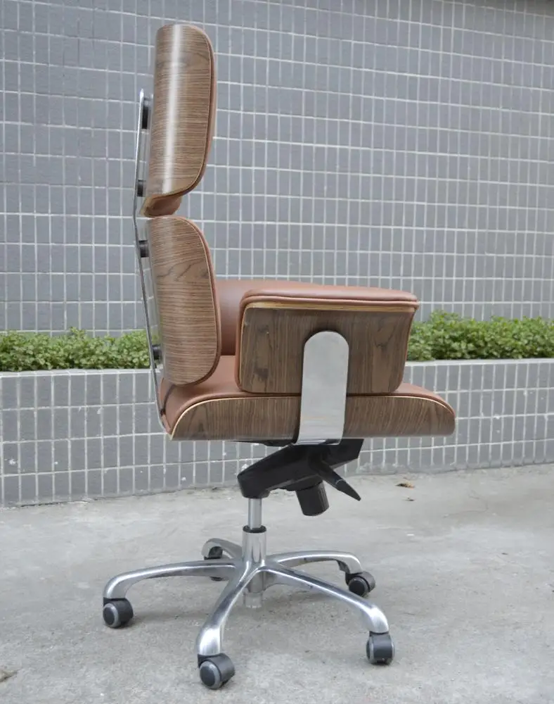 
Luxury Bent Plywood Swivel Executive Genuine leather office chair 